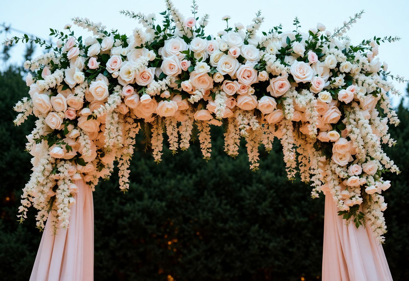 Arche florale luxueuse pour cérémonie de mariage